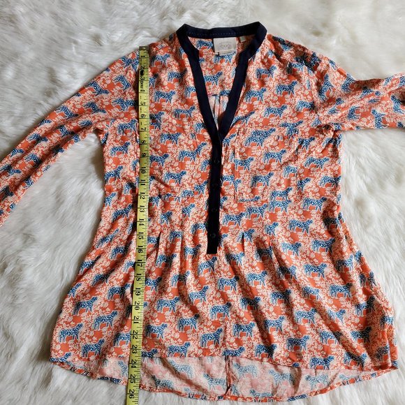 Anthro Vanessa Virginia Honore Tiger Print Top XS - Picture 13 of 14